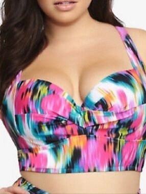NWT Torrid Watercolor Print Bikini Top Underwire Fit.  Size 3 /40DD/ 42D/ 44C